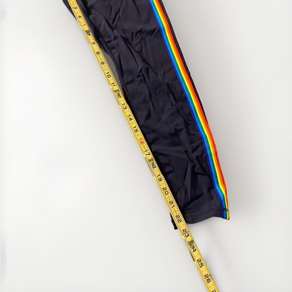 Zyia Active Womens Rainbow Stripe Luxe Legging Size Small Navy Blue Inseam 23” - Picture 8 of 9